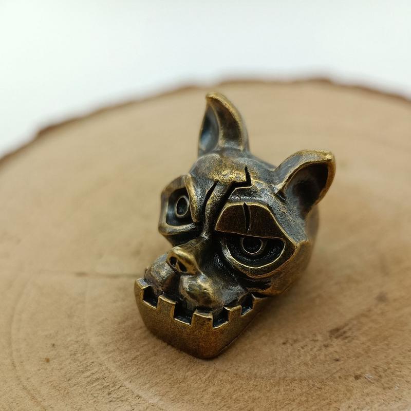 Bulldog Head Brass Knife Bead  - Edc Everyday Carry Knives recension och pris